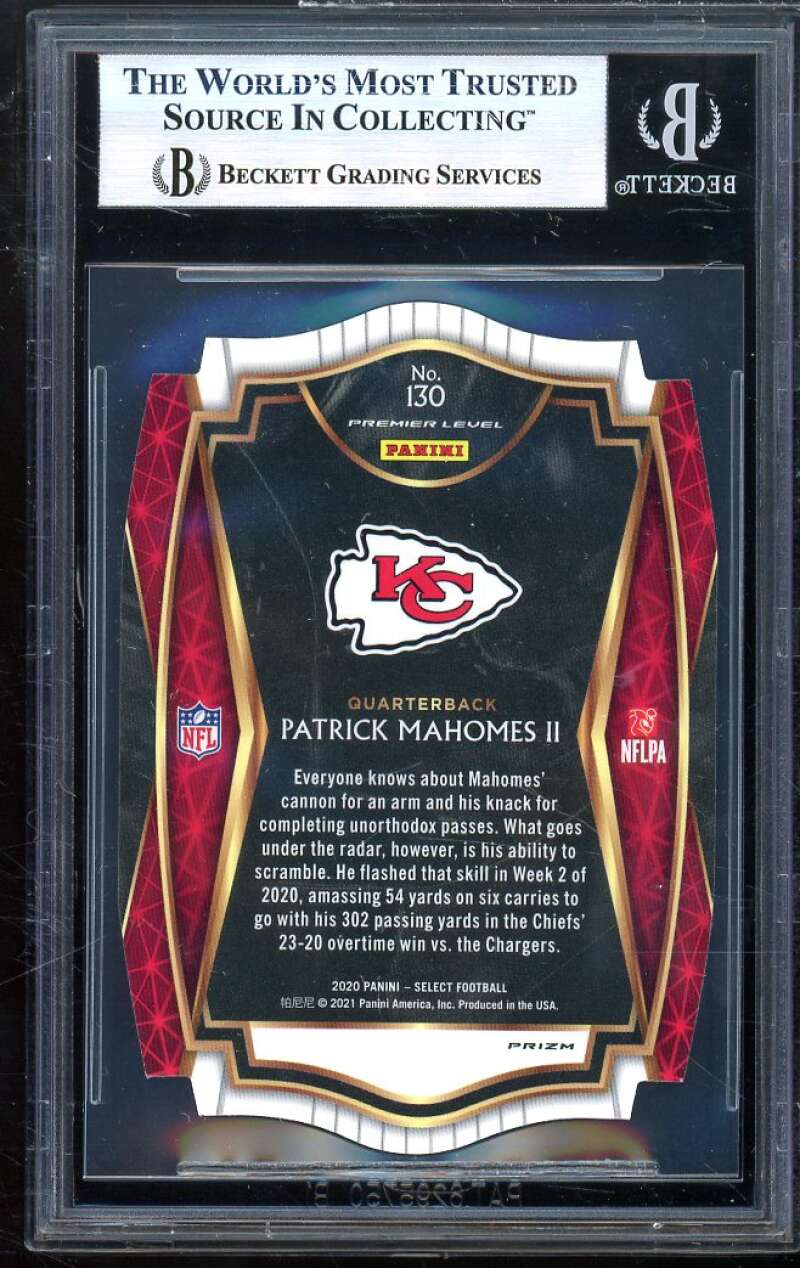 Patrick Mahomes Card 2020 Select Die-Cut Prizm Light Blue (pop 2) #130 BGS 9 Image 2