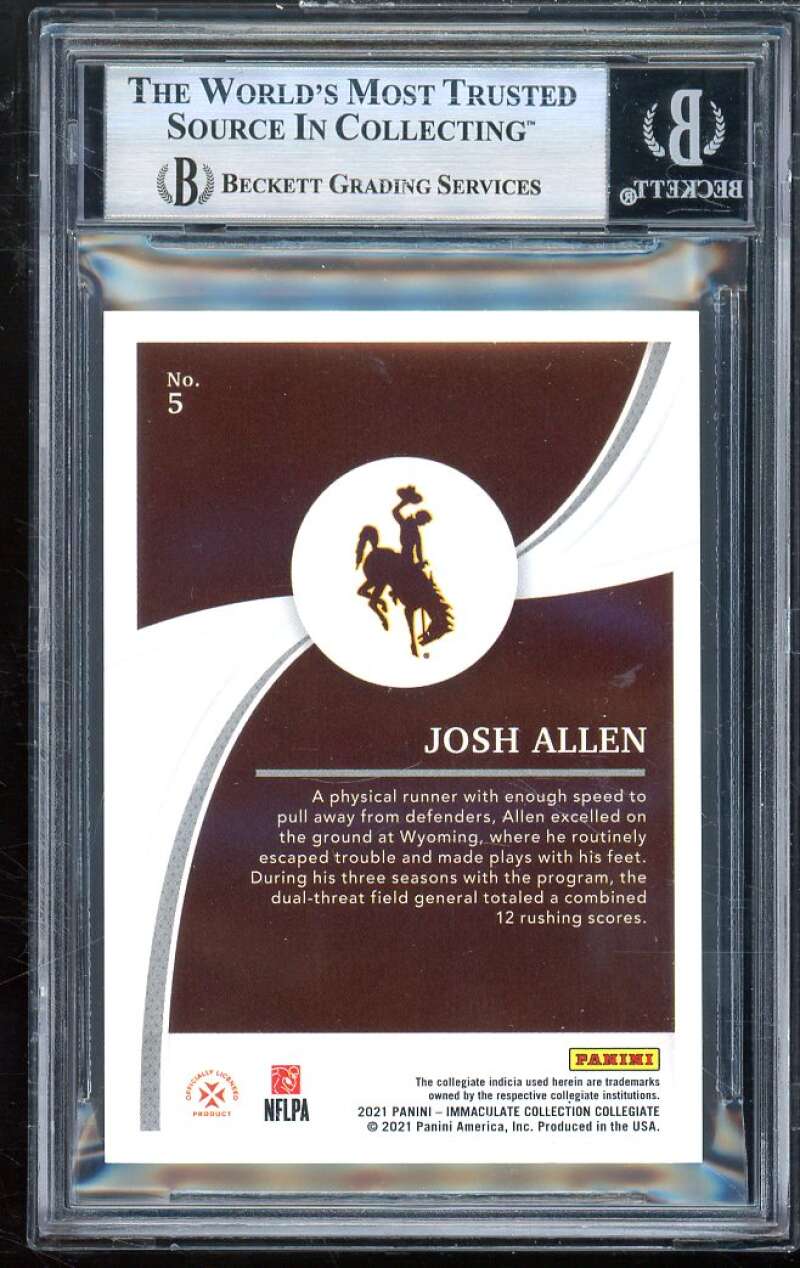 Josh Allen Card 2021 Immaculate Collection Collegiate (pop 1) #5 BGS 8.5 Image 2