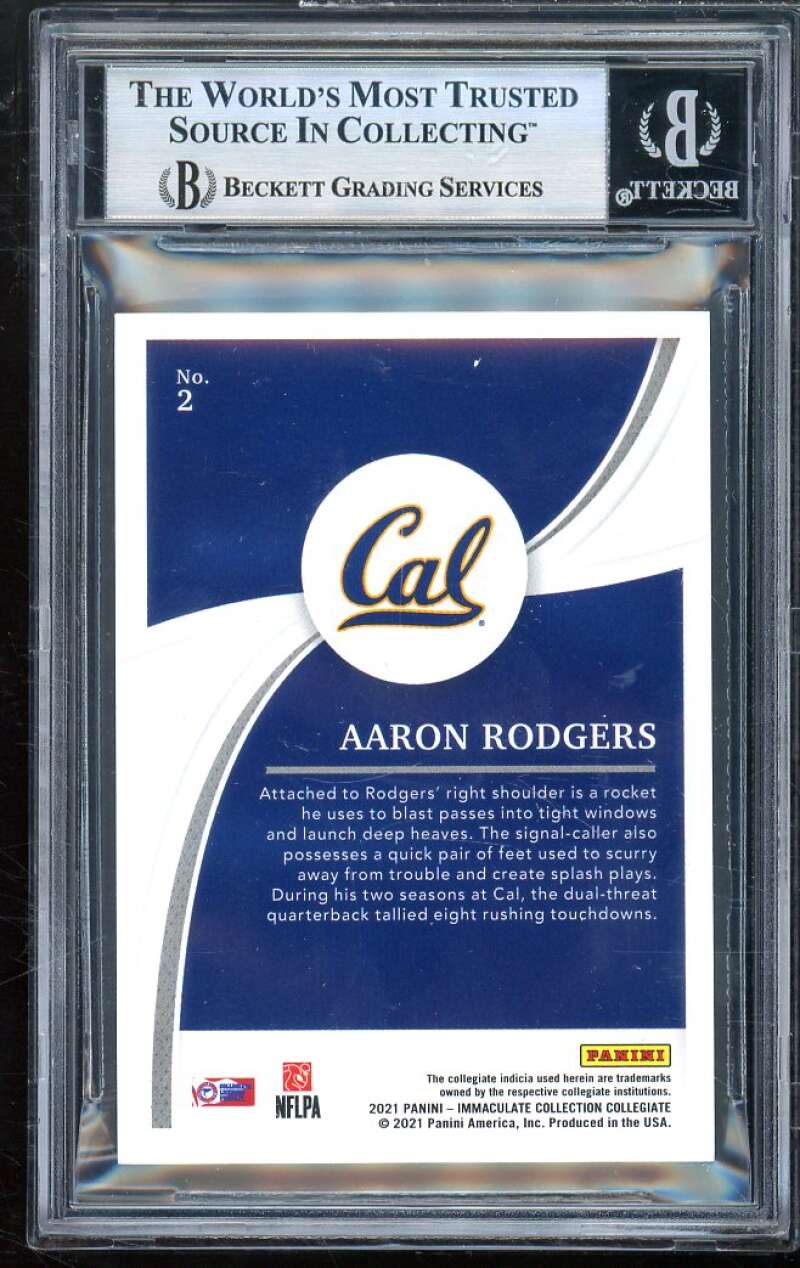 Aaron Rodgers 2021 Immaculate Collection Collegiate Ruby (pop 1) #58 BGS 8 Image 2