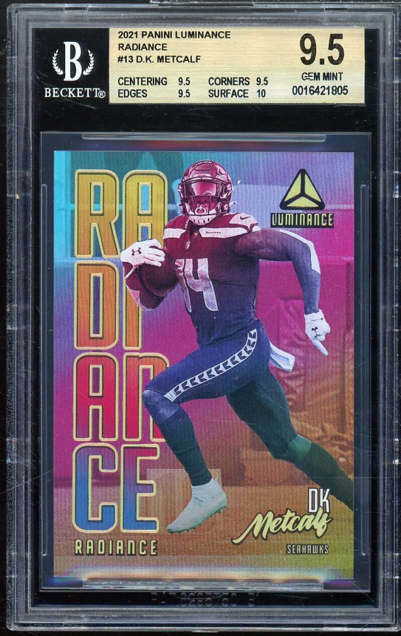 D.K. Metcalf 2021 Panini Luminance Radiance (pop 1) #13 BGS 9.5 (9.5 9.5 9.5 10) Image 1