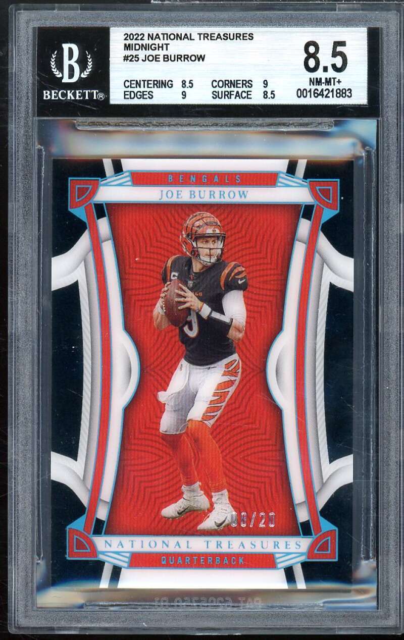 Joe Burrow 2022 National Treasures Midnight (Serial #d 8/20) (pop 1) #25 BGS 8.5 Image 1