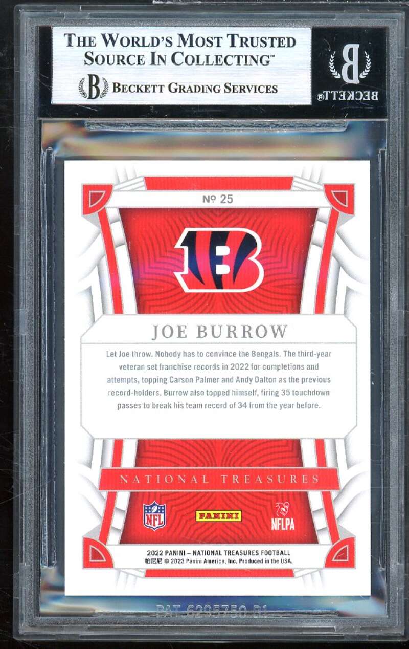 Joe Burrow 2022 National Treasures Midnight (Serial #d 8/20) (pop 1) #25 BGS 8.5 Image 2