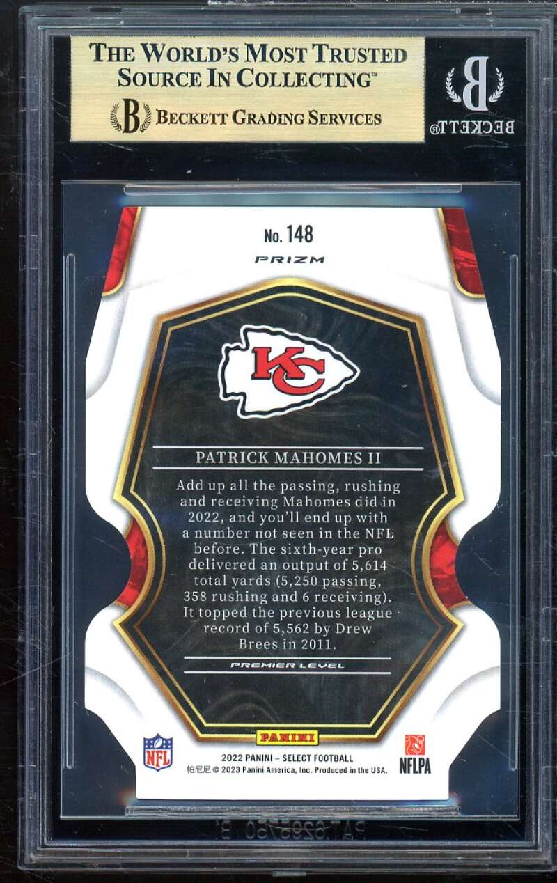 Patrick Mahomes 2022 Select Prizm Black Green Die Cut (pop 2) #148 BGS 9.5 Image 2