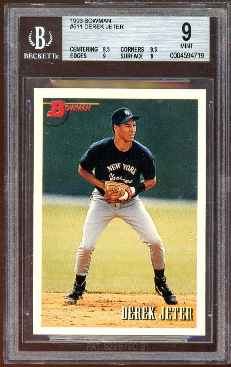 Derek Jeter Rookie Card 1993 Bowman #511 BGS 9 (8.5 9.5 9 9) Image 1