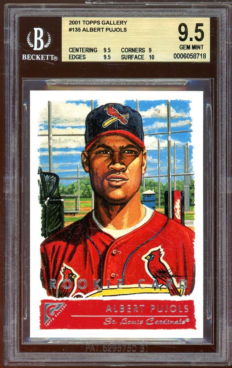 Albert Pujols Rookie Card 2001 Topps Gallery #135 BGS 9.5 (9.5 9 9.5 10) Image 1