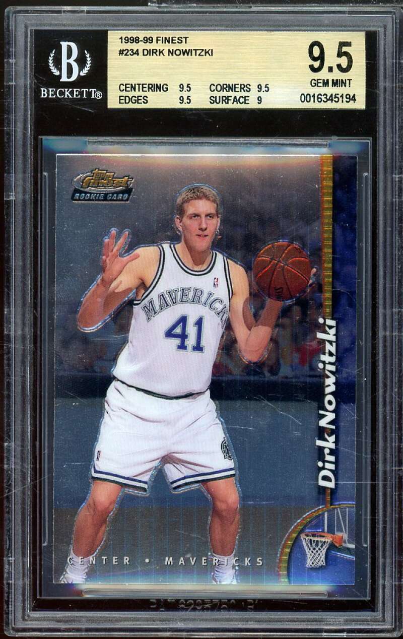 Dirk Nowitzki Rookie Card 1998-99 Finest #234 BGS 9.5 (9.5 9.5 9.5 9) Image 1