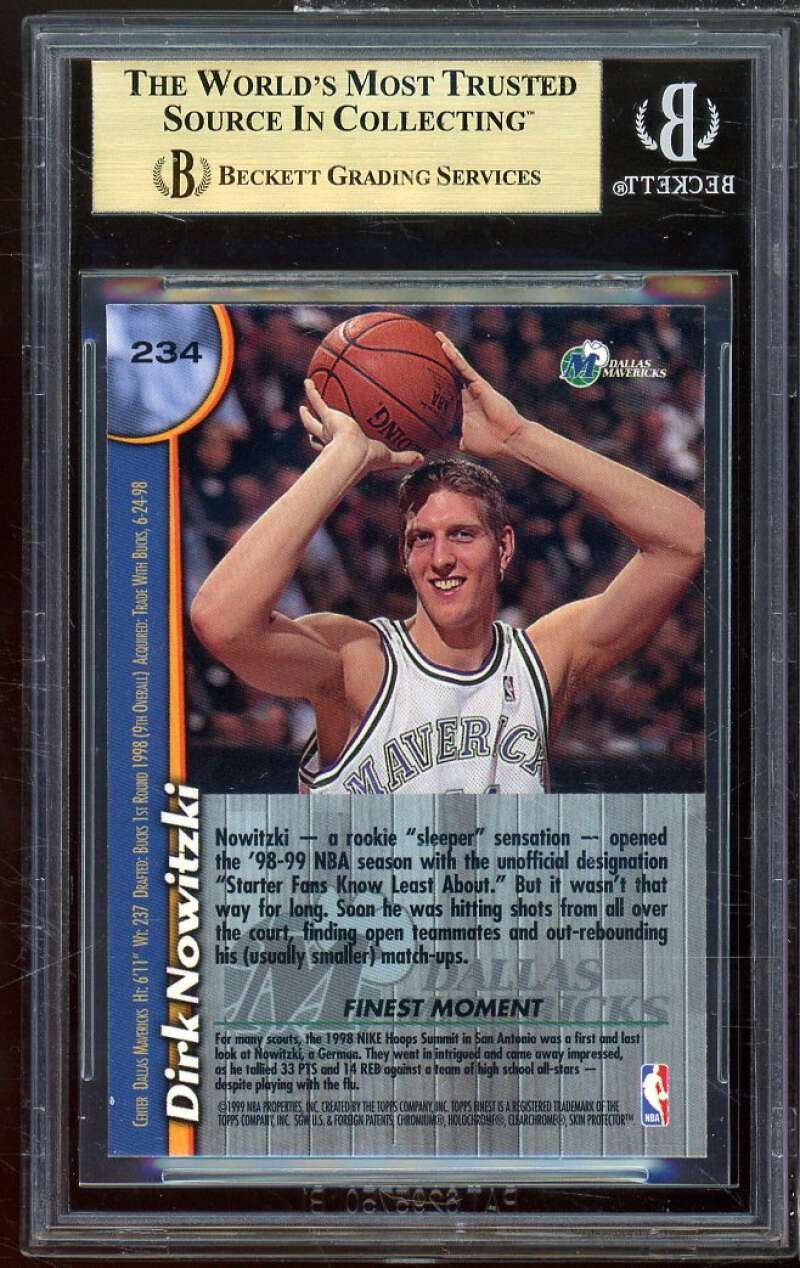 Dirk Nowitzki Rookie Card 1998-99 Finest #234 BGS 9.5 (9.5 9.5 9.5 9) Image 2