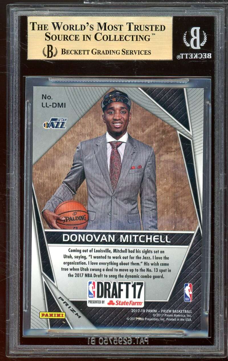 Donovan Mitchell Rookie Card 2017-18 Panini Prizm Luck Of Lottery #13 BGS 9.5 Image 2