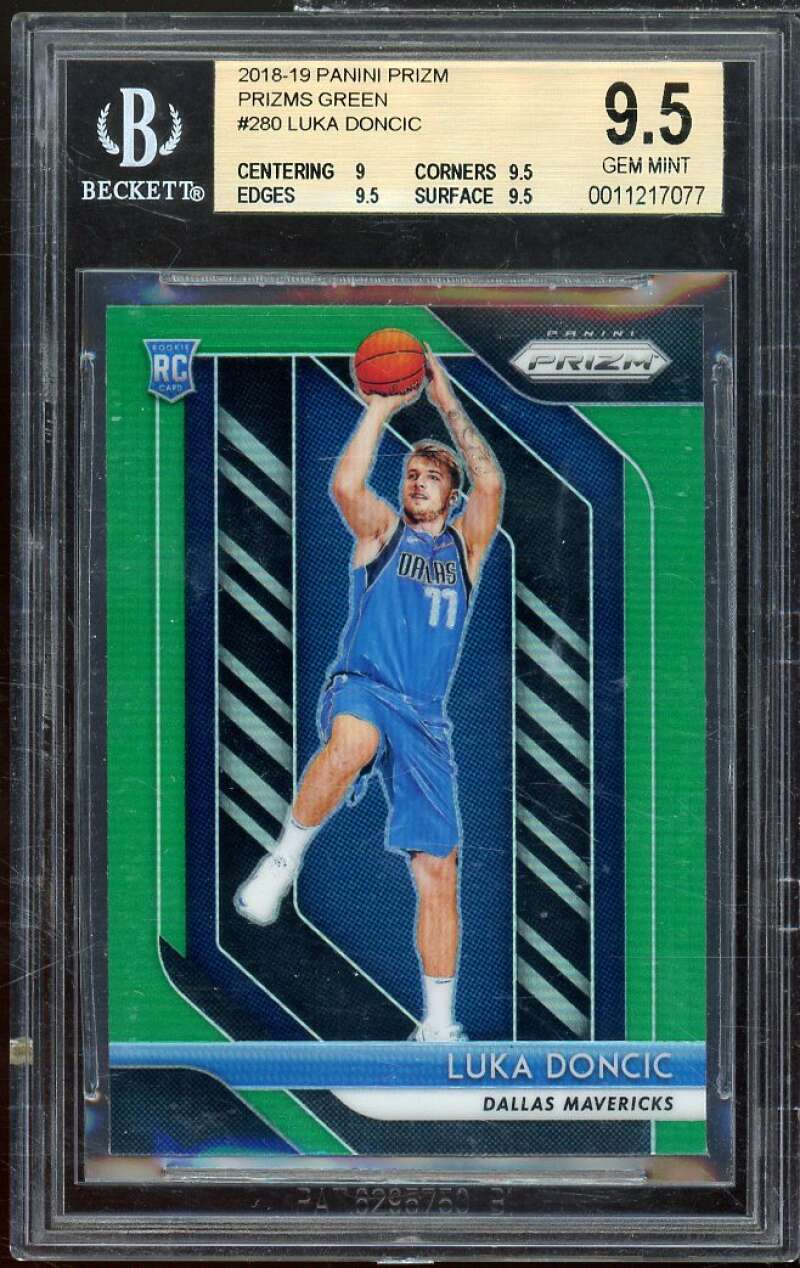 Luka Doncic Rookie Card 2018-19 Panini Prizm Prizms Green #280 BGS 9.5 Image 1