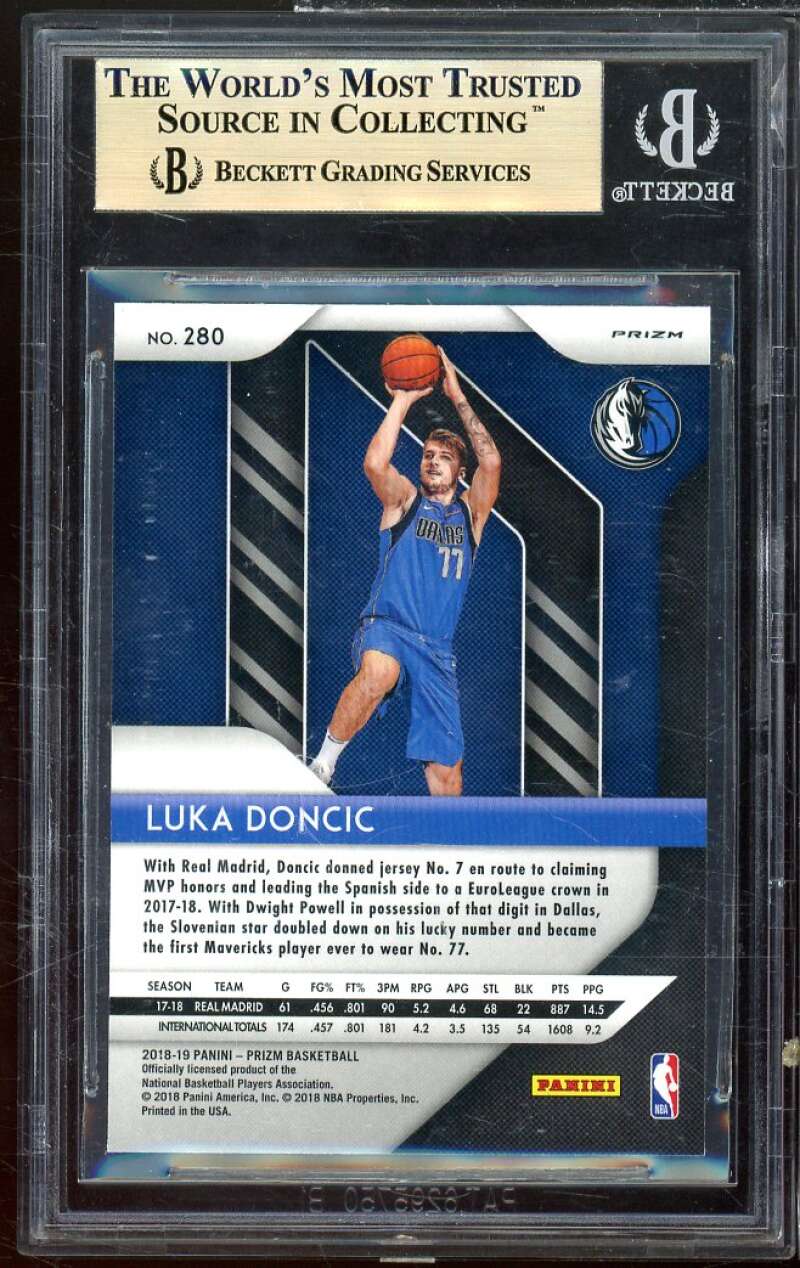 Luka Doncic Rookie Card 2018-19 Panini Prizm Prizms Green #280 BGS 9.5 Image 2