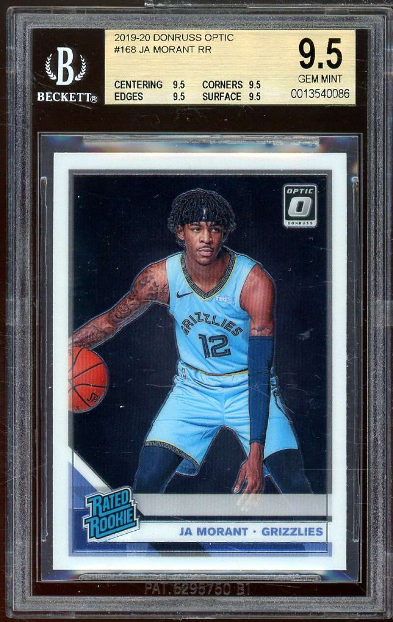 Ja Morant Rookie Card 2019-20 Donruss Optic #168 BGS 9.5 (9.5 9.5 9.5 9.5) Image 1