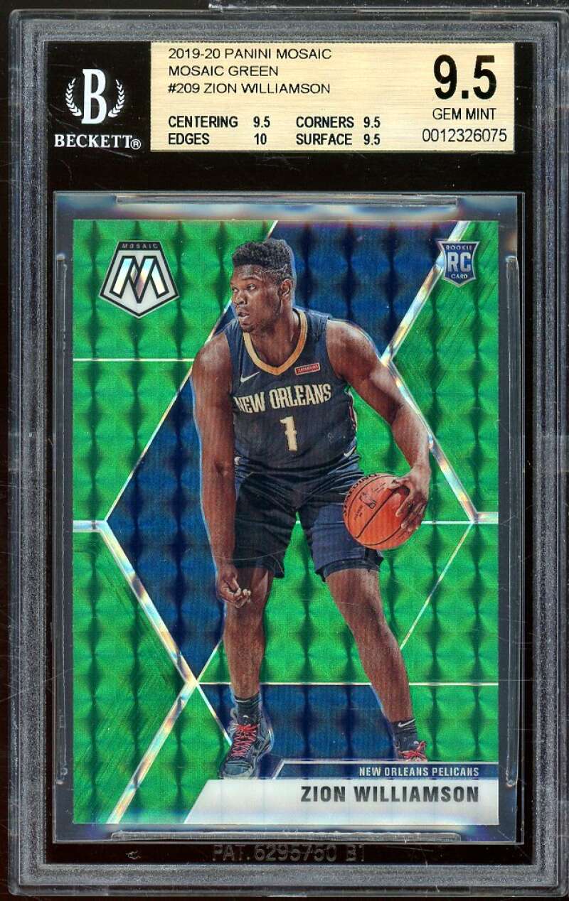 Zion Williamson Rookie 2019-20 Panini Mosaic Green #209 BGS 9.5 (9.5 9.5 10 9.5) Image 1