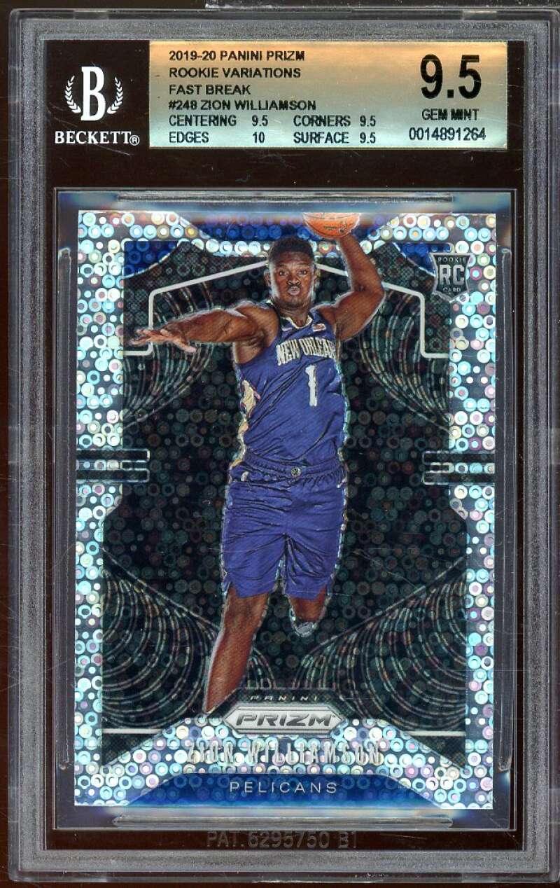 Zion Williamson Rookie Card 2019-20 Panini Prizm Prizms Fast Break #248 BGS 9.5 Image 1