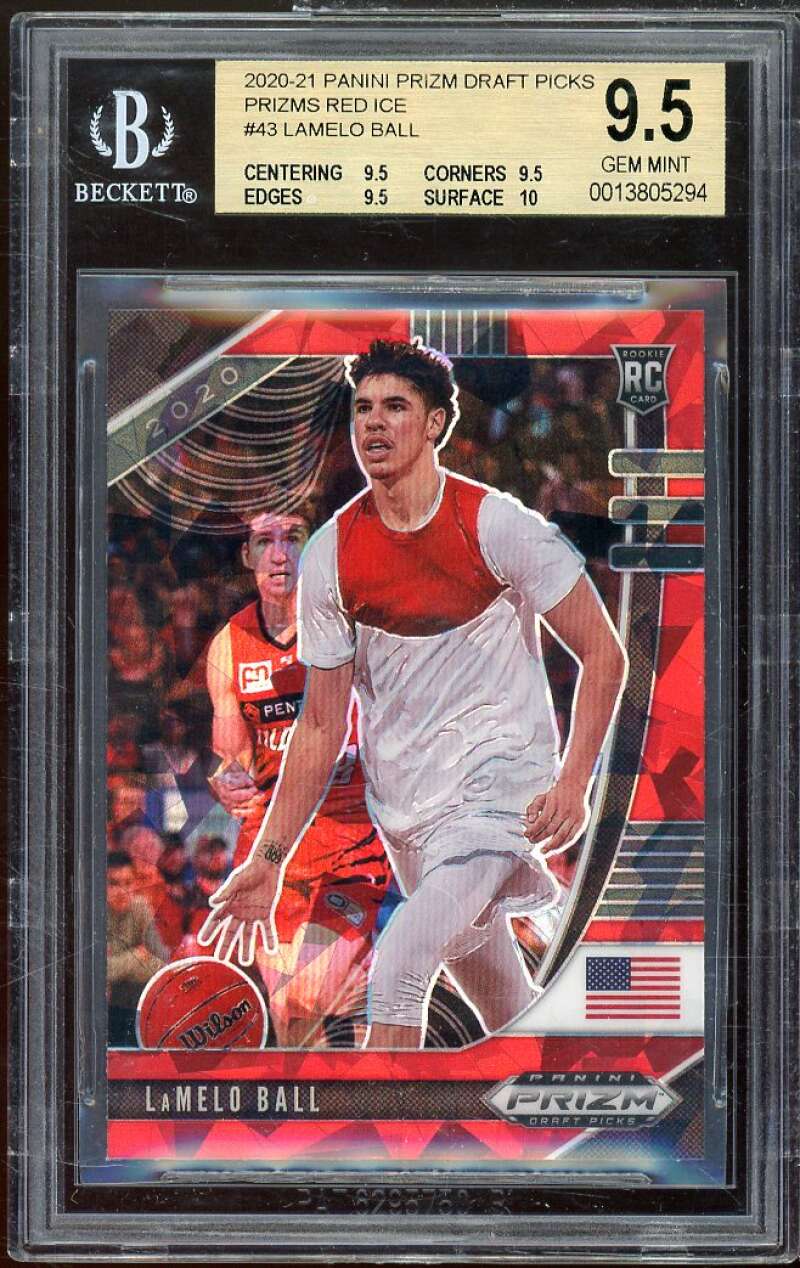 LaMelo Ball Rookie Card 2020-21 Panini Prizm DP Prizms Red Ice #43 BGS 9.5 Image 1