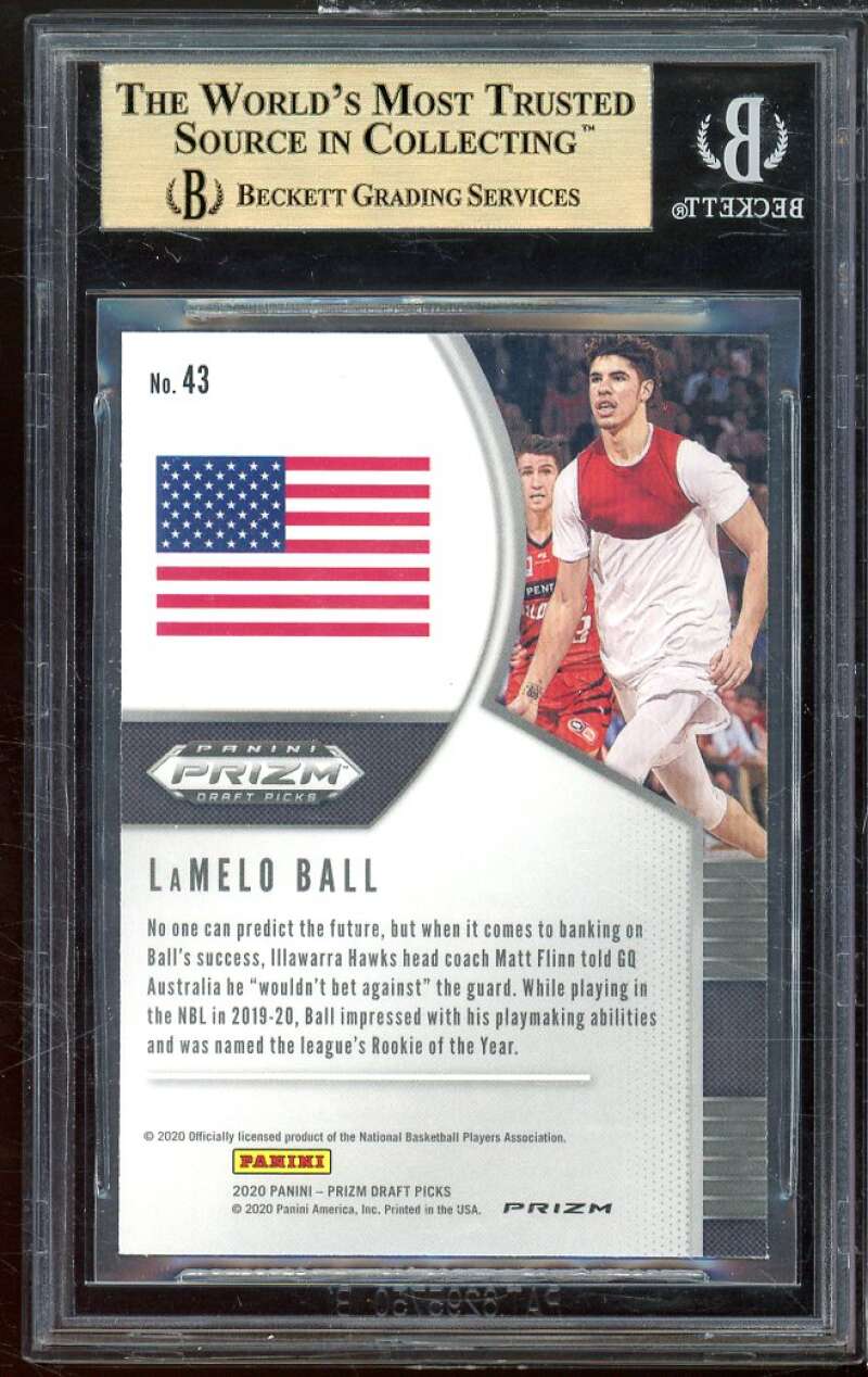 LaMelo Ball Rookie Card 2020-21 Panini Prizm DP Prizms Red Ice #43 BGS 9.5 Image 2