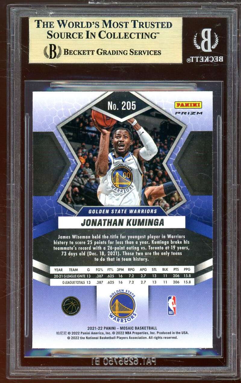 Jonathan Kuminga Rookie 2021-22 Panini Mosaic Mosaic Green (pop 1) #205 BGS 9.5 Image 2