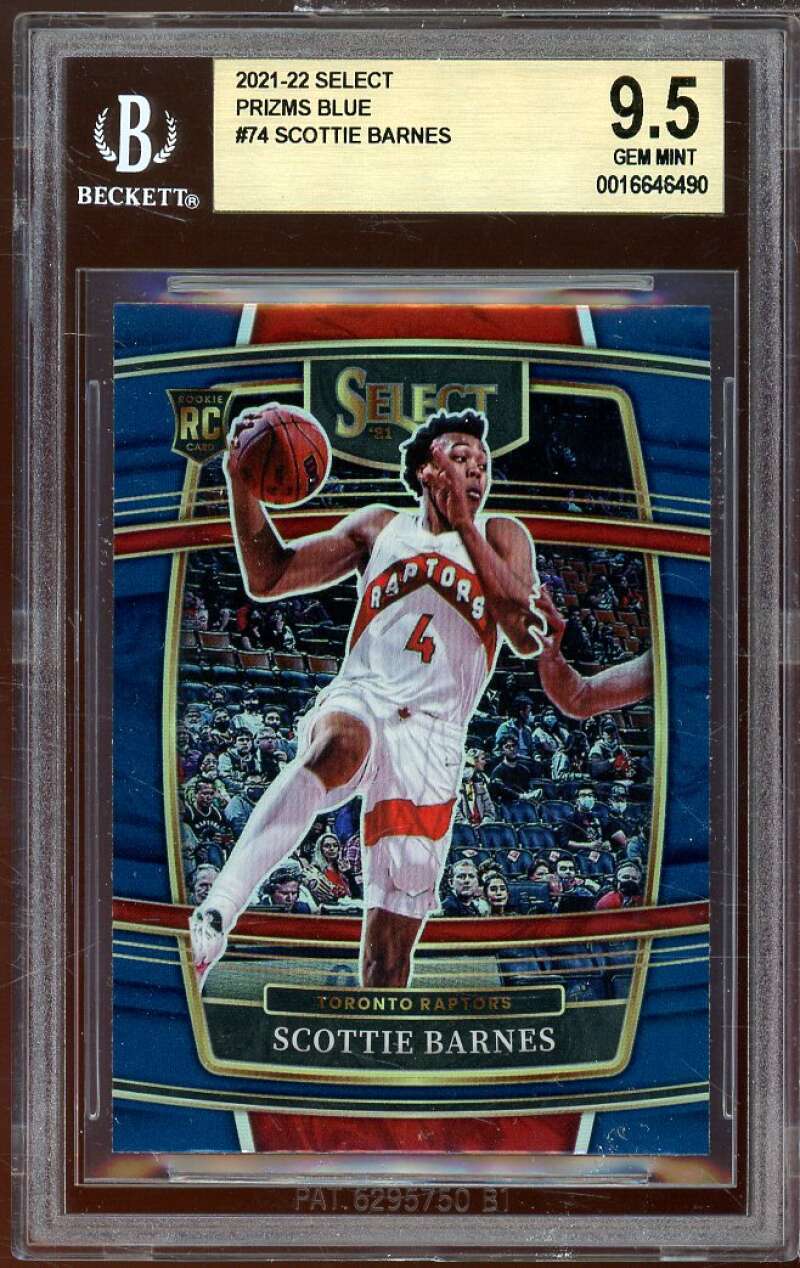 Scottie Barnes Rookie Card 2021-22 Select Prizms Blue (pop 2) #74 BGS 9.5 Image 1