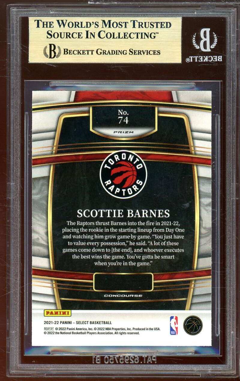 Scottie Barnes Rookie Card 2021-22 Select Prizms Blue (pop 2) #74 BGS 9.5 Image 2