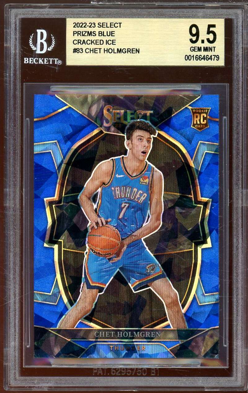 Chet Holmgren Rookie 2022-23 Select Prizms Blue Cracked Ice (pop 3) #83 BGS 9.5 Image 1