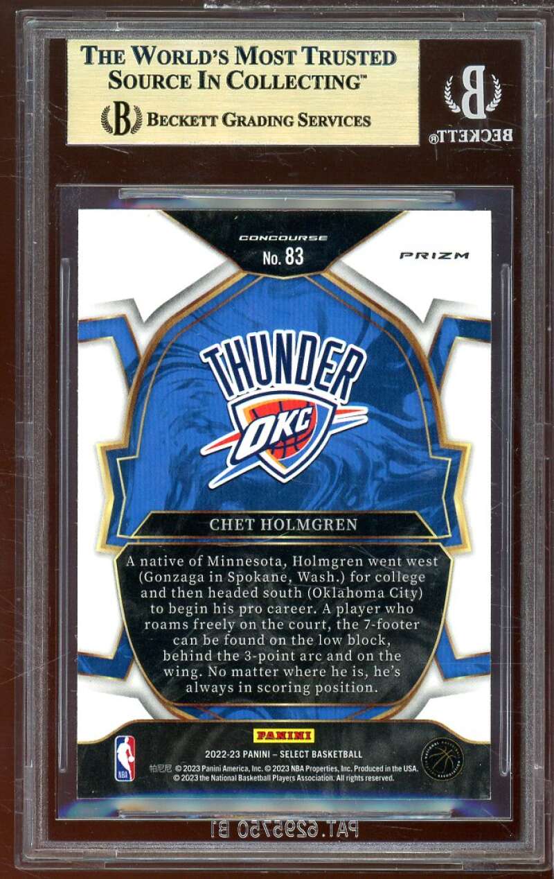 Chet Holmgren Rookie 2022-23 Select Prizms Blue Cracked Ice (pop 3) #83 BGS 9.5 Image 2