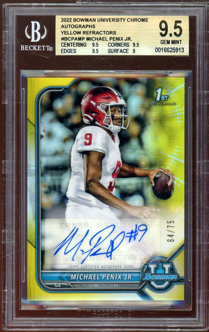 Michael Penix Jr Rookie 2022 Bowman University Chrome Autographs #bcpamp BGS 9.5 Image 1