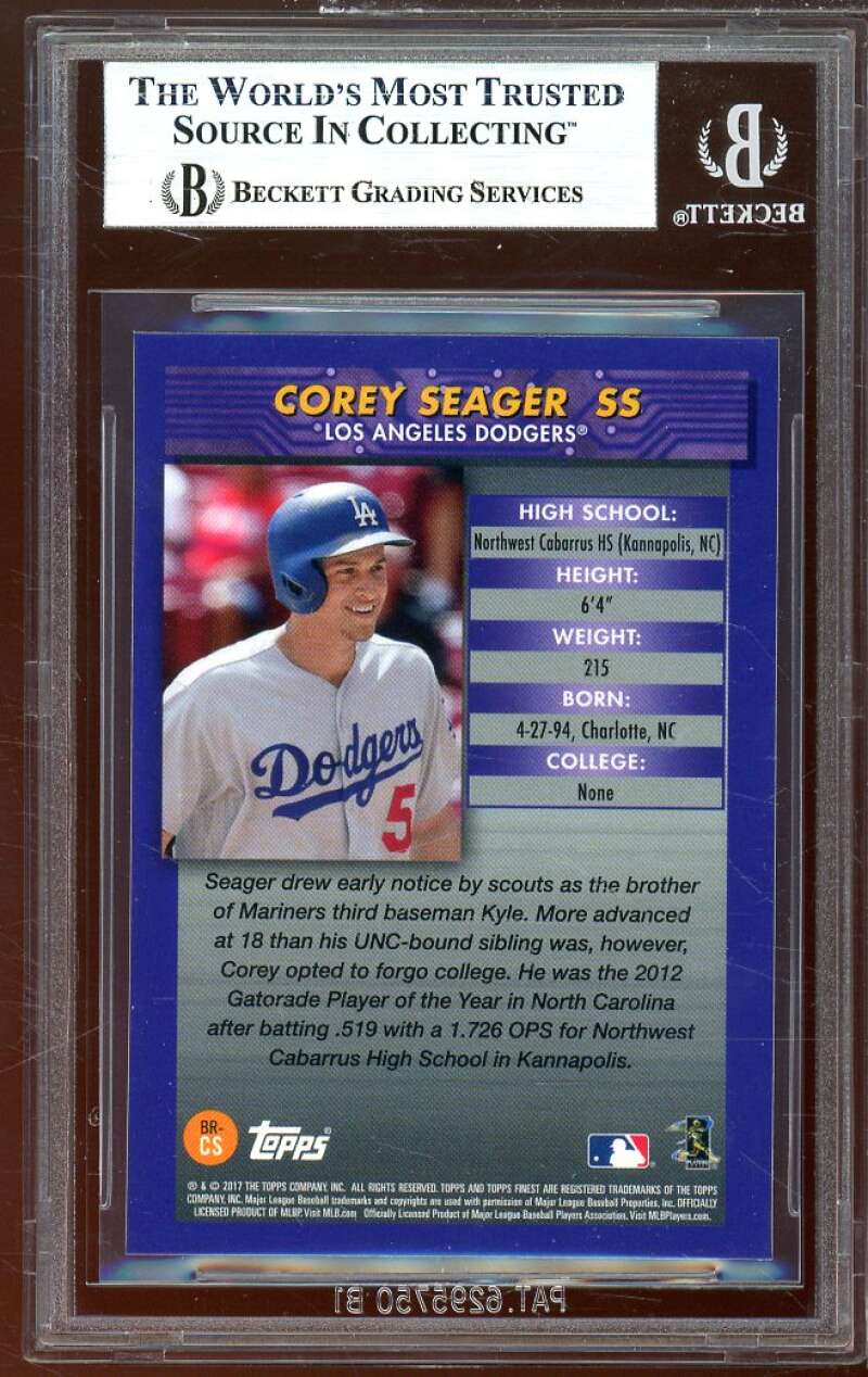 Corey Seager Card 2017 Finest94-95 Finest Recreates (pop 1) #brcs BGS 9 Image 2