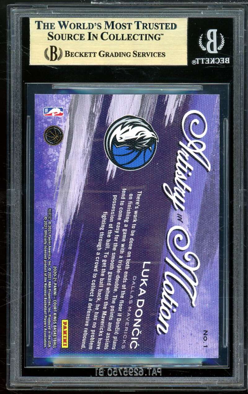 Luka Doncic 2020-21 Panini Court Kings Artistry In Motion (pop 1) #1 BGS 9.5 Image 2