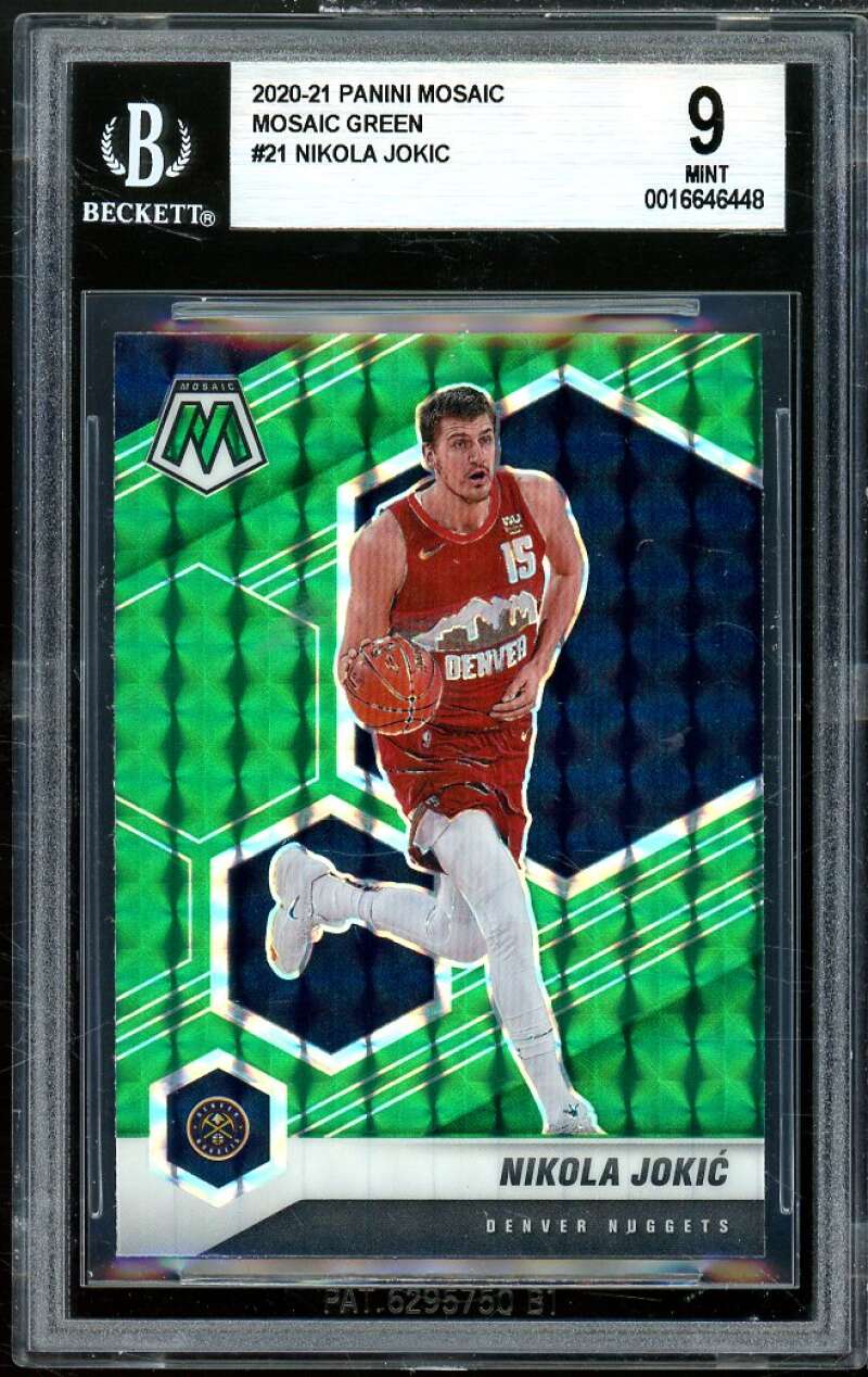 Nikola Jokic Card 2021-22 Panini Mosaic Mosaic Green (pop 1) #21 BGS 9 Image 1