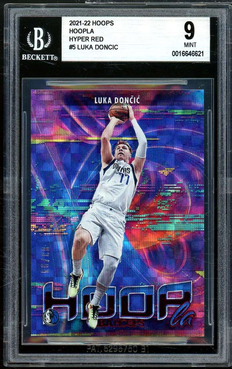 Luka Doncic Card 2021-22 Hoops Hoopla Hyper Red (pop 1) #5 BGS 9 Image 1