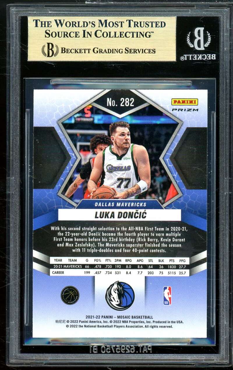 Luka Doncic Card 2021-22 Panini Mosaic Mosaic Green (pop 5) #111 BGS 9.5 Image 2