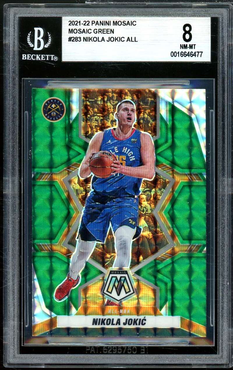 Nikola Jokic Card 2021-22 Panini Mosaic Mosaic Green #283 BGS 8 Image 1