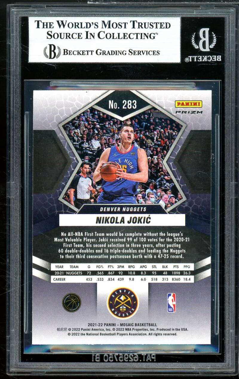 Nikola Jokic Card 2021-22 Panini Mosaic Mosaic Green #283 BGS 8 Image 2