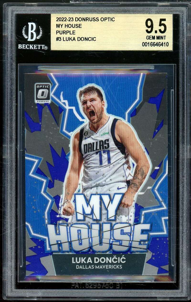 Luka Doncic Card 2022-23 Donruss Optic My House Purple #3 (pop 1) BGS 9.5 Image 1