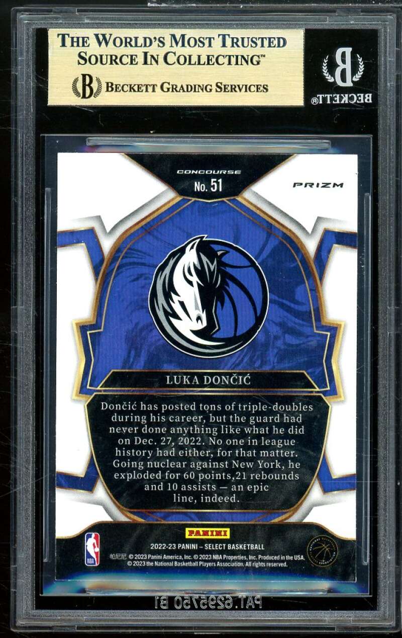 Luka Doncic Card 2022-23 Select Prizm Blue Cracked Ice (pop 2) #51 BGS 9.5 Image 2