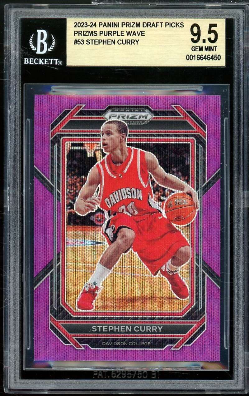 Stephen Curry 2023-24 Panini Prizm DP Prizms Purple Wave (pop 1) #53 BGS 9.5 Image 1