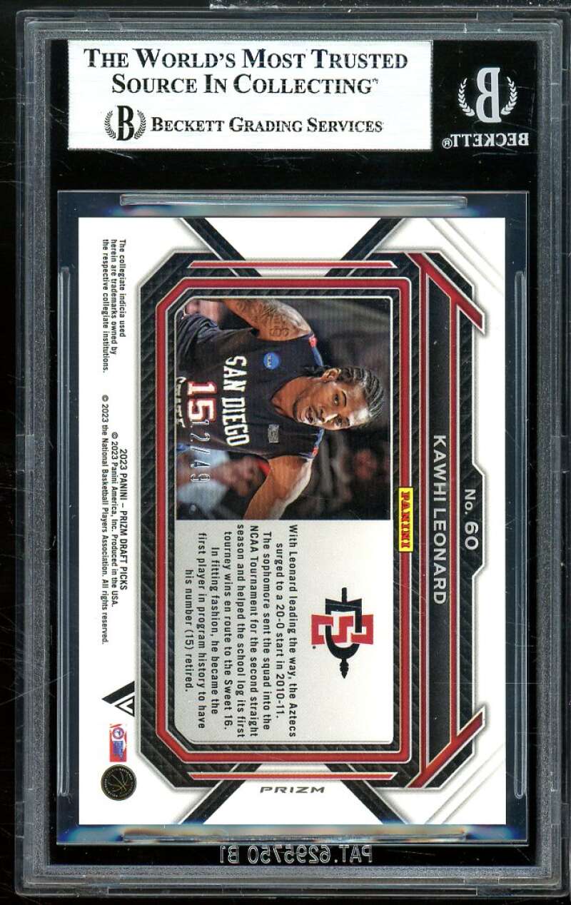 Kawhi Leonard 2023-24 Panini Prizm DP Variation Prizms Orange Pulsar #60 BGS 9 Image 2