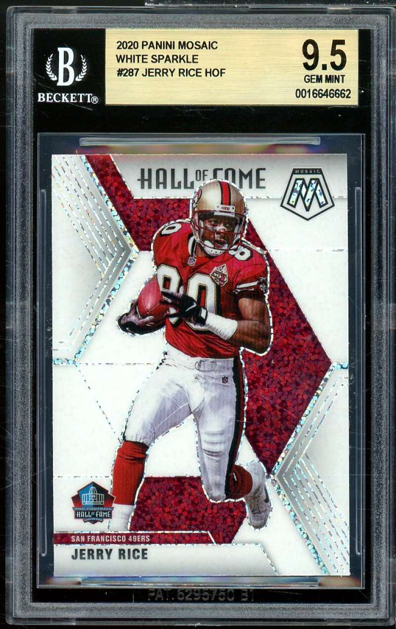 Jerry Rice Card 2020 Panini Mosaic White Sparkle (pop 1) #287 BGS 9.5 Image 1