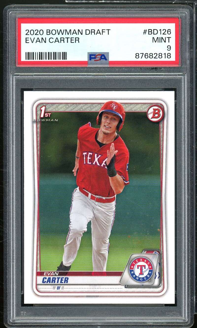 Evan Carter Rookie Card 2020 Bowman Draft #BD126 PSA 9 Image 1