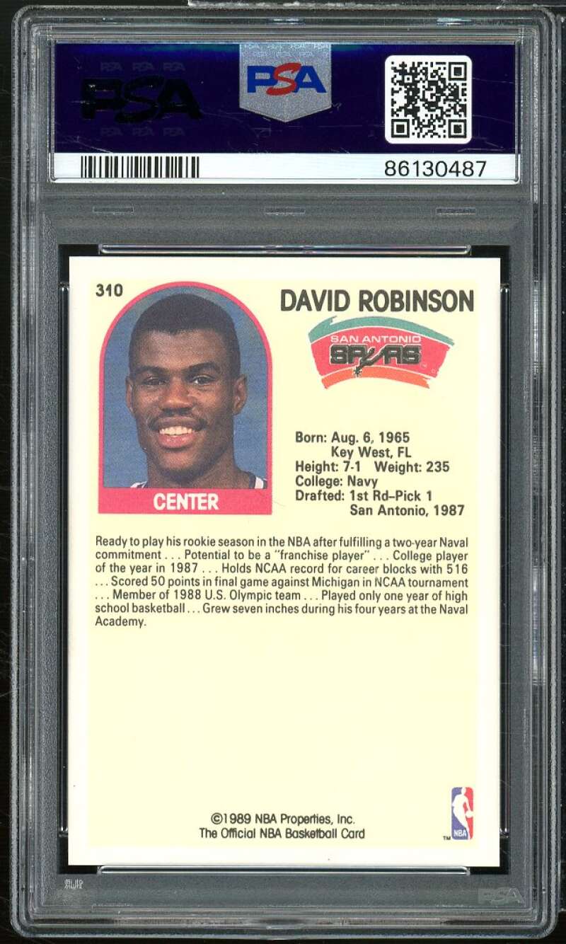 David Robinson Rookie Card 1989-90 Hoops #310 PSA 6 Image 2