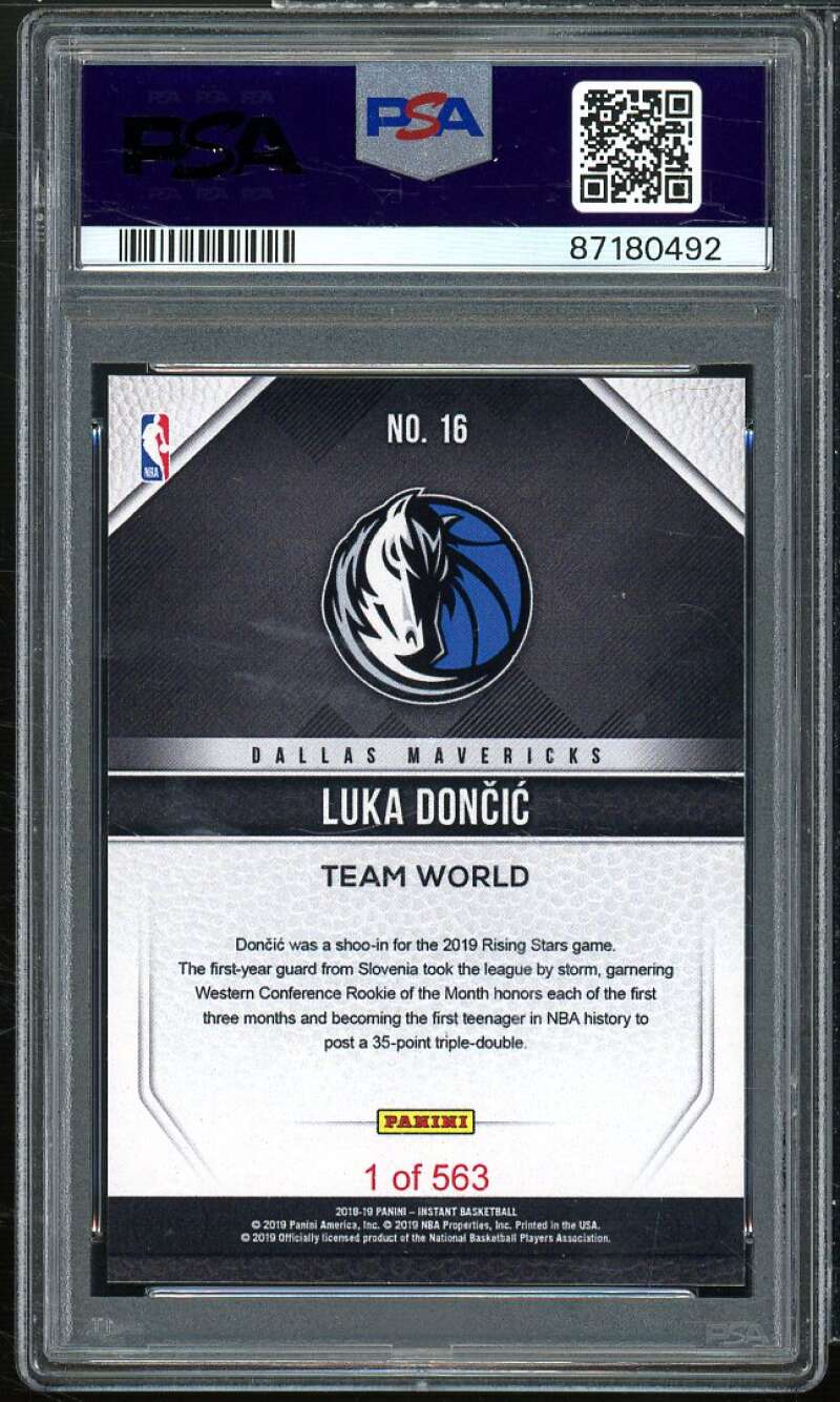 Luka Doncic Rookie Card 2018-19 Panini Instant Rising Stars #16 PSA 9 Image 2