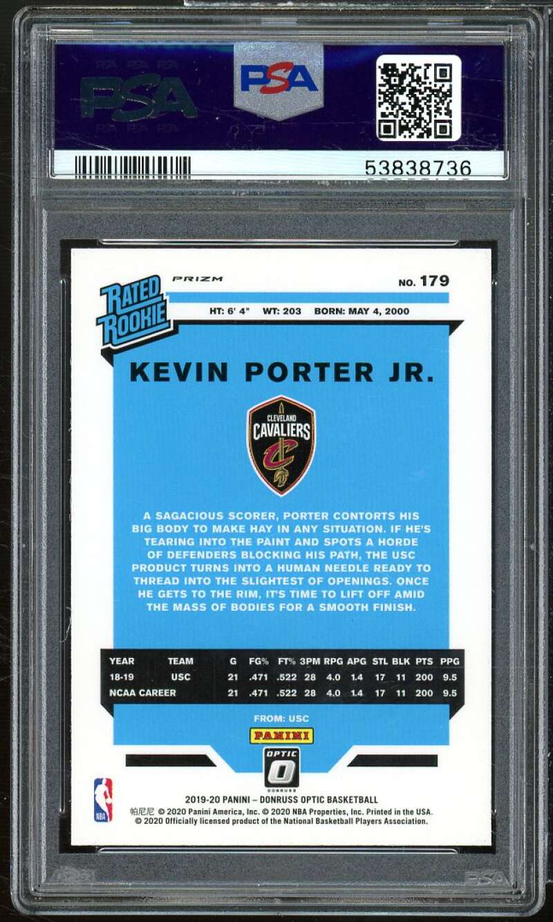 Kevin Porter Jr. Rookie Card 2019-20 Panini Donruss Optic Fanatics #179 PSA 10 Image 2