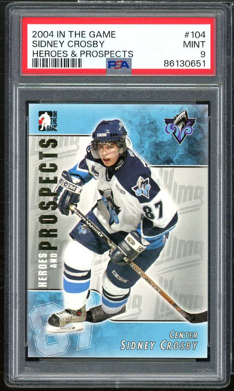 Sidney Crosby Rookie Card 2004-05 In The Game Heroes and Prospects #104 PSA 9 Image 1