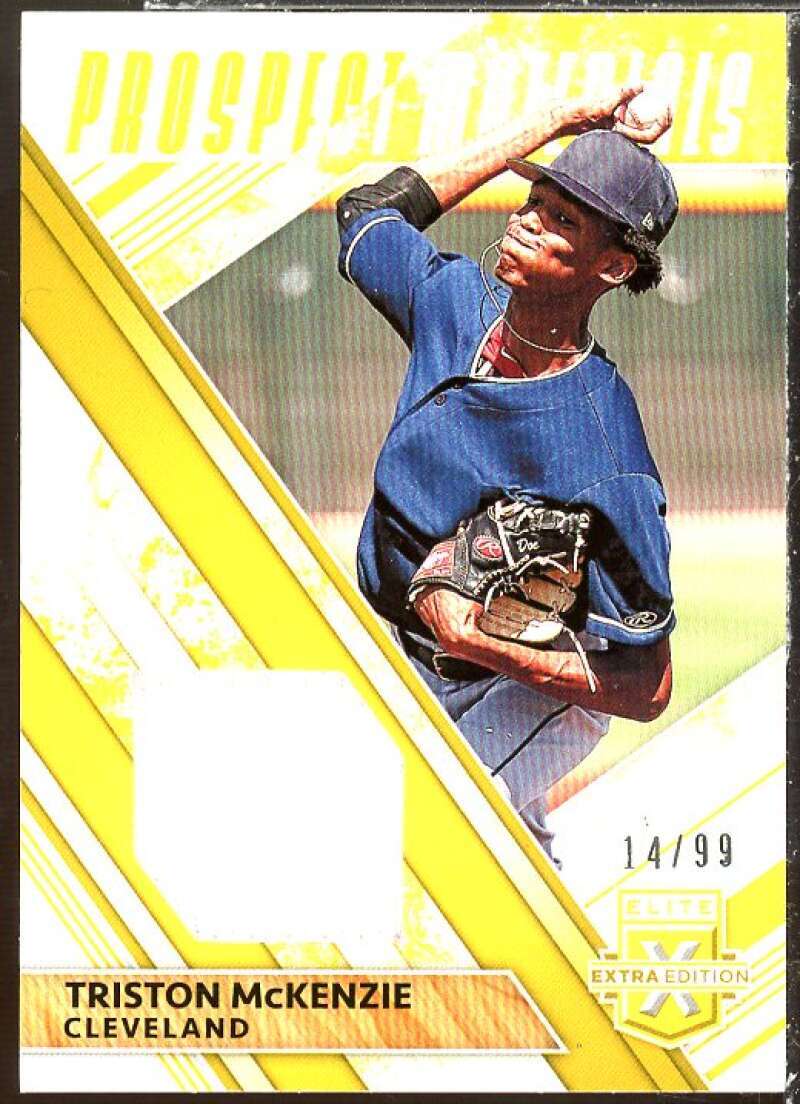 Triston McKenzie Rookie 2019 Elite Extra Edition Prospect Materials Gold #30  Image 1