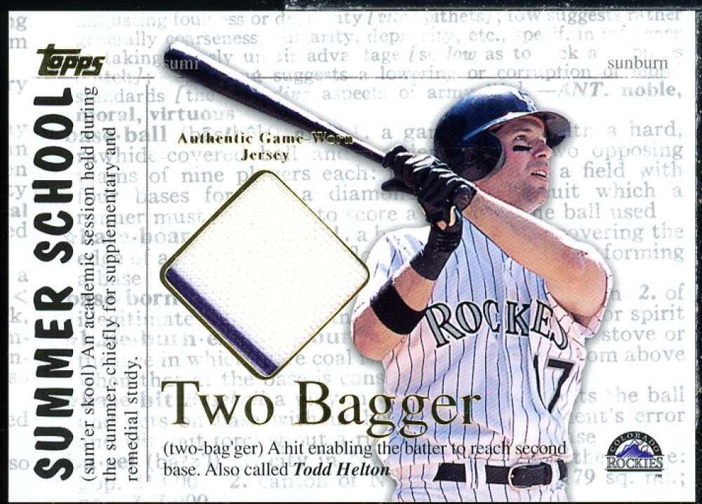 Todd Helton Jsy Card 2002 Topps Summer School Two Bagger Relics #2BTH  Image 1