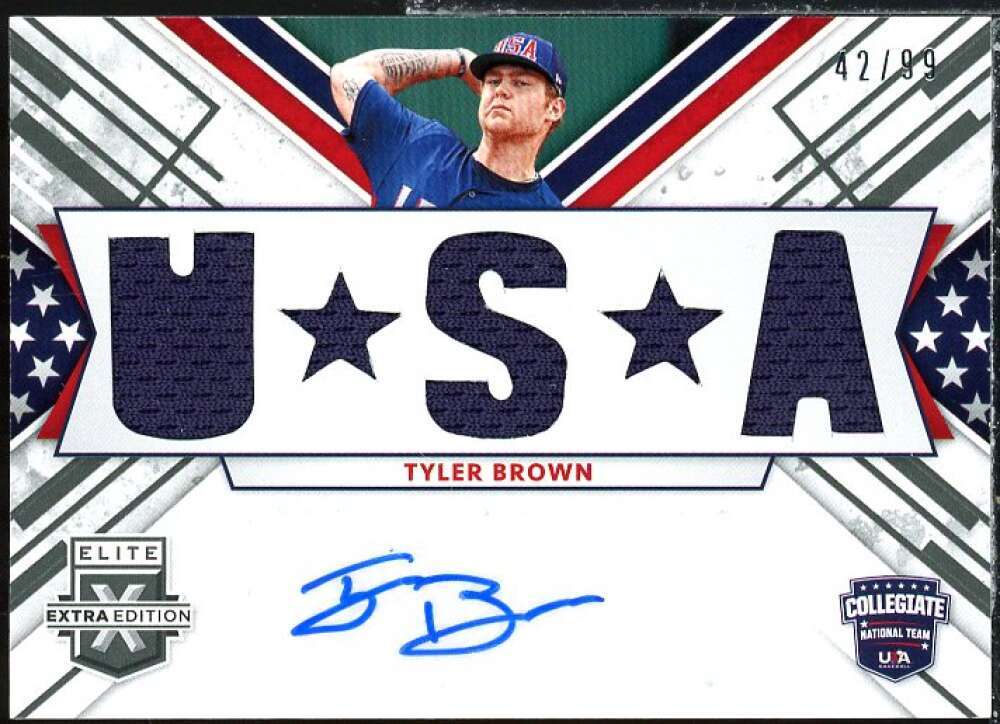 Tyler Brown 2019 Elite Extra Edition USA Collegiate Material Signature Black #5  Image 1