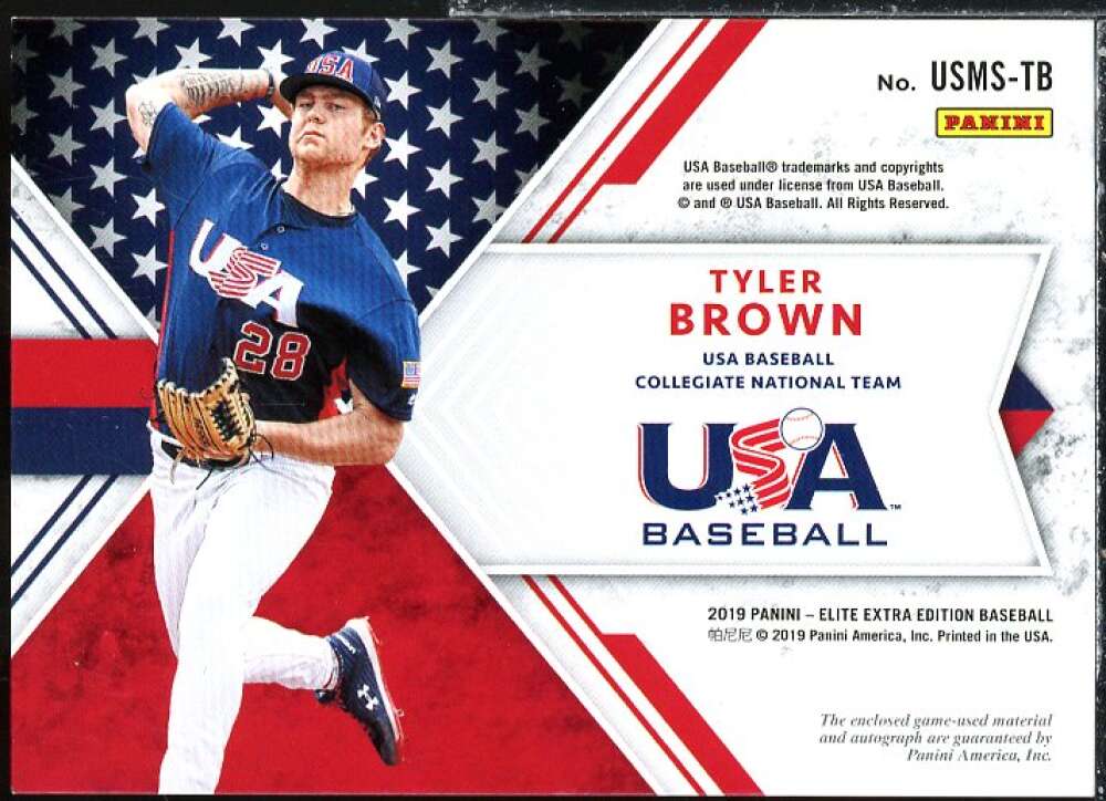 Tyler Brown 2019 Elite Extra Edition USA Collegiate Material Signature Black #5  Image 2