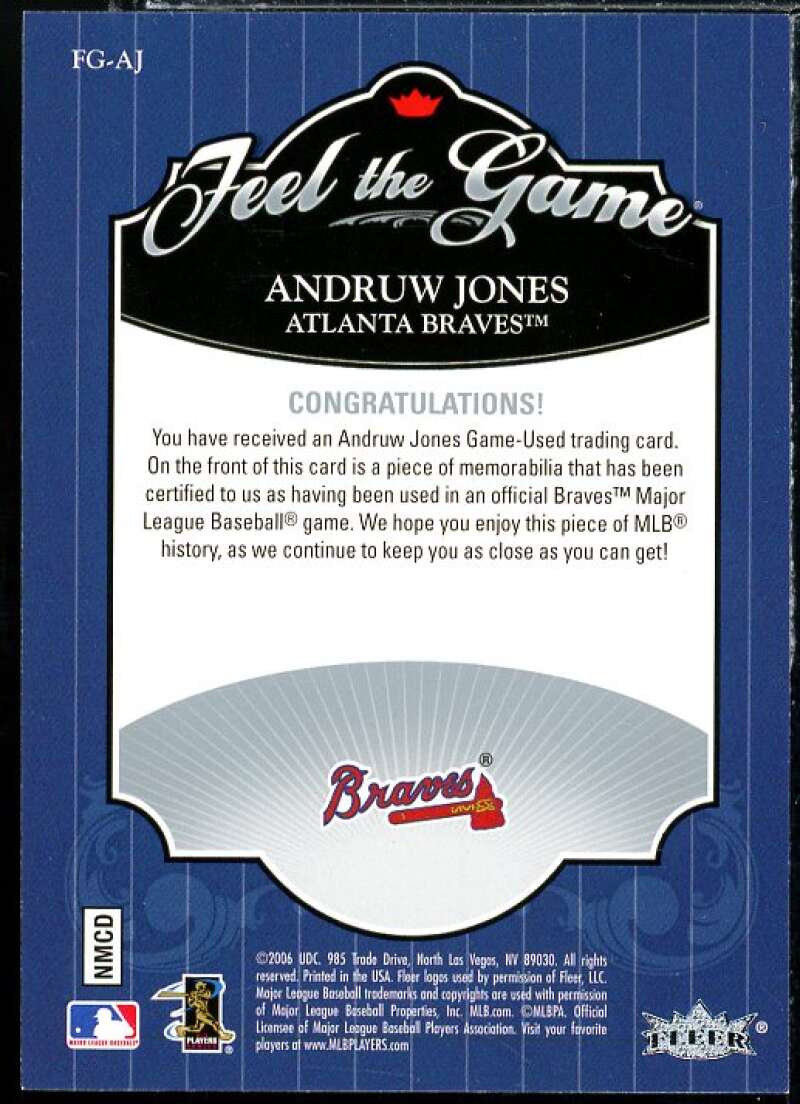 Andruw Jones Jsy Card 2006 Ultra Feel the Game #AJ Image 2