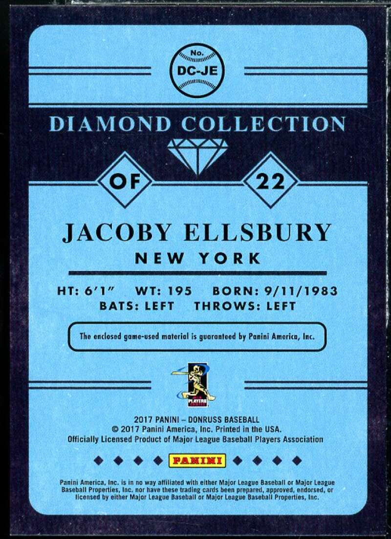 Jacoby Ellsbury Card 2017 Donruss Diamond Collection Memorabilia #DCJE Image 2