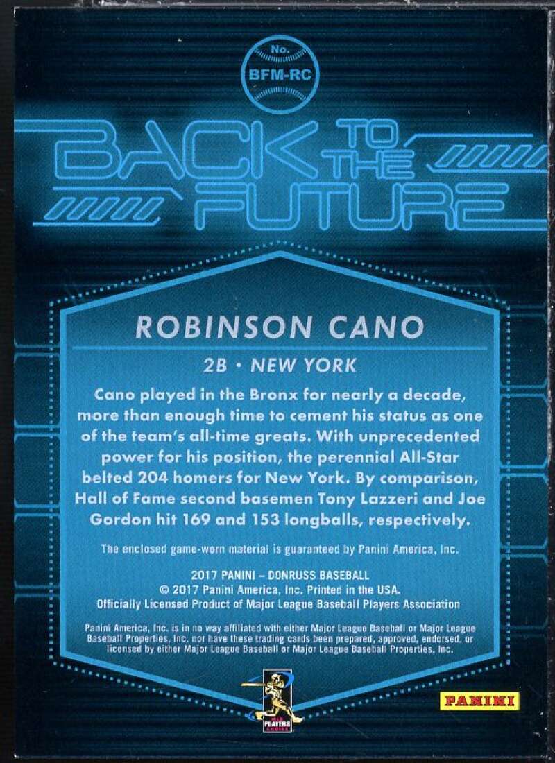 Robinson Cano Card 2017 Donruss Back to the Future Materials #BFMRC Image 2