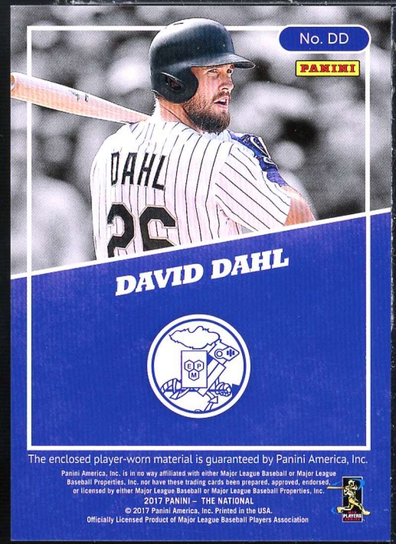 David Dahl BB RC 2017 Panini National Convention Rookie Memorabilia Rapture #DD  Image 2